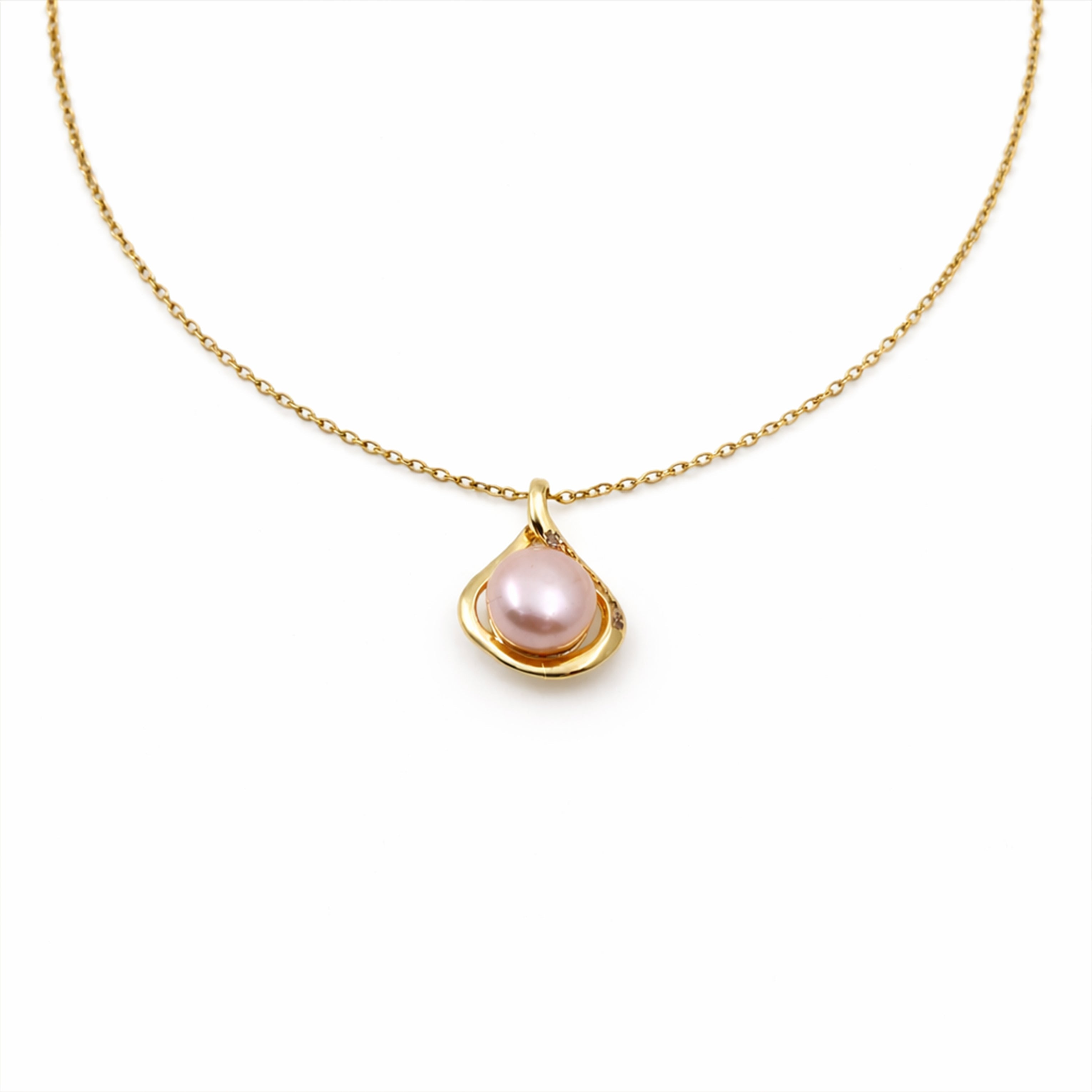 Pink Pearl Swirl Pendant Necklace GWN -34