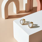 Golden Pearl Heart Halo Earrings GWE -92