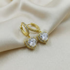 Crystal Heart Drop Hoop Earrings GWE -76