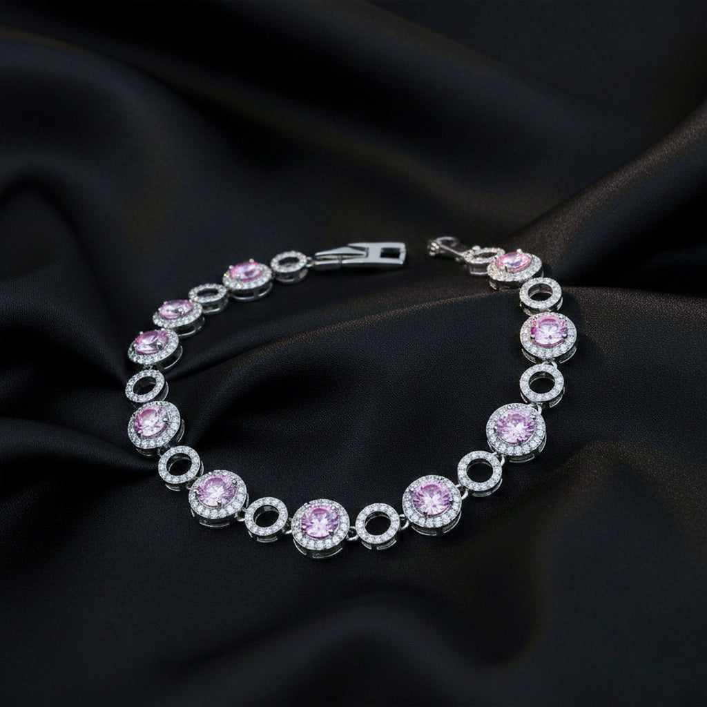 Silver Pink Halo Bracelet GWB -141
