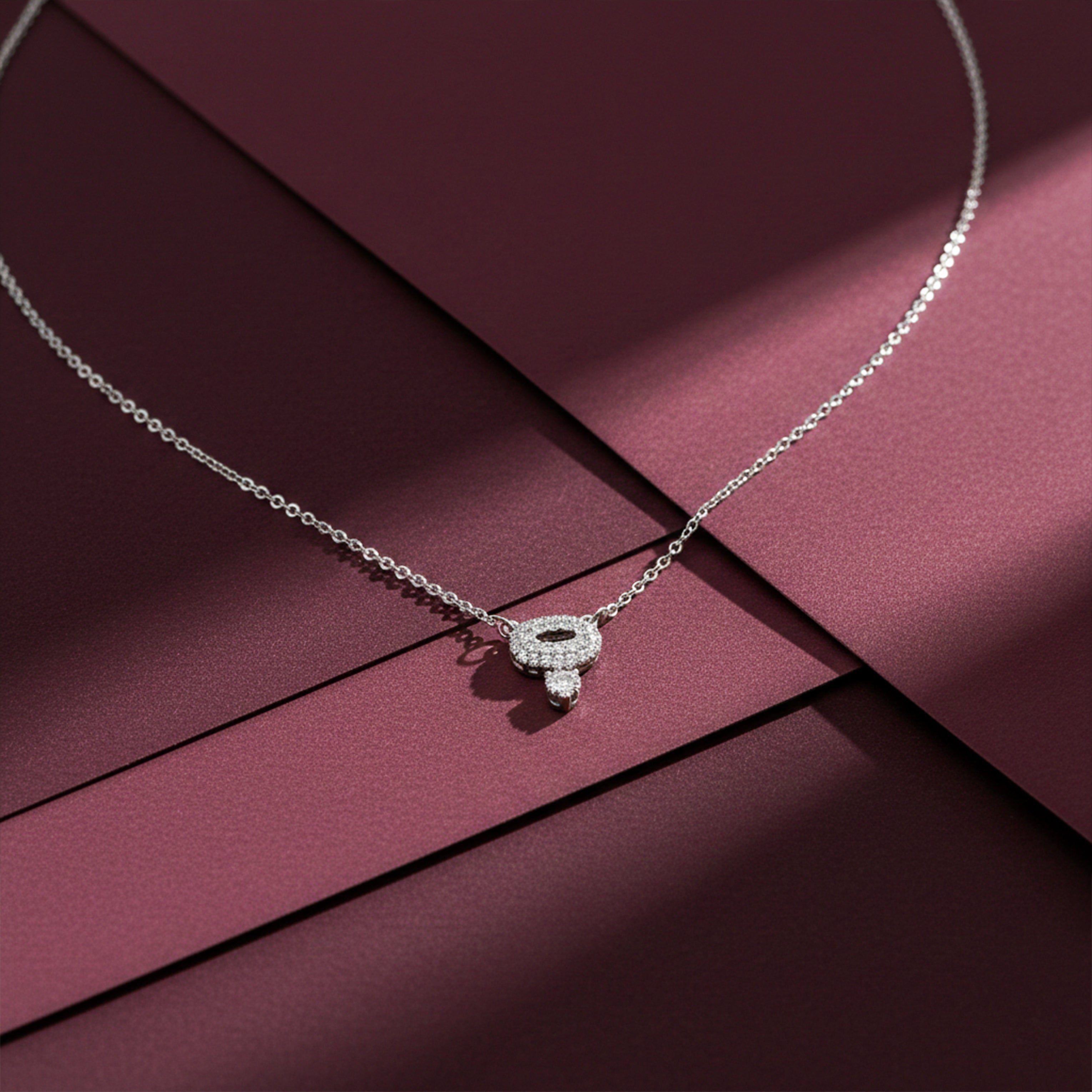 Silver Clover Spark Charm Necklace GWN -56