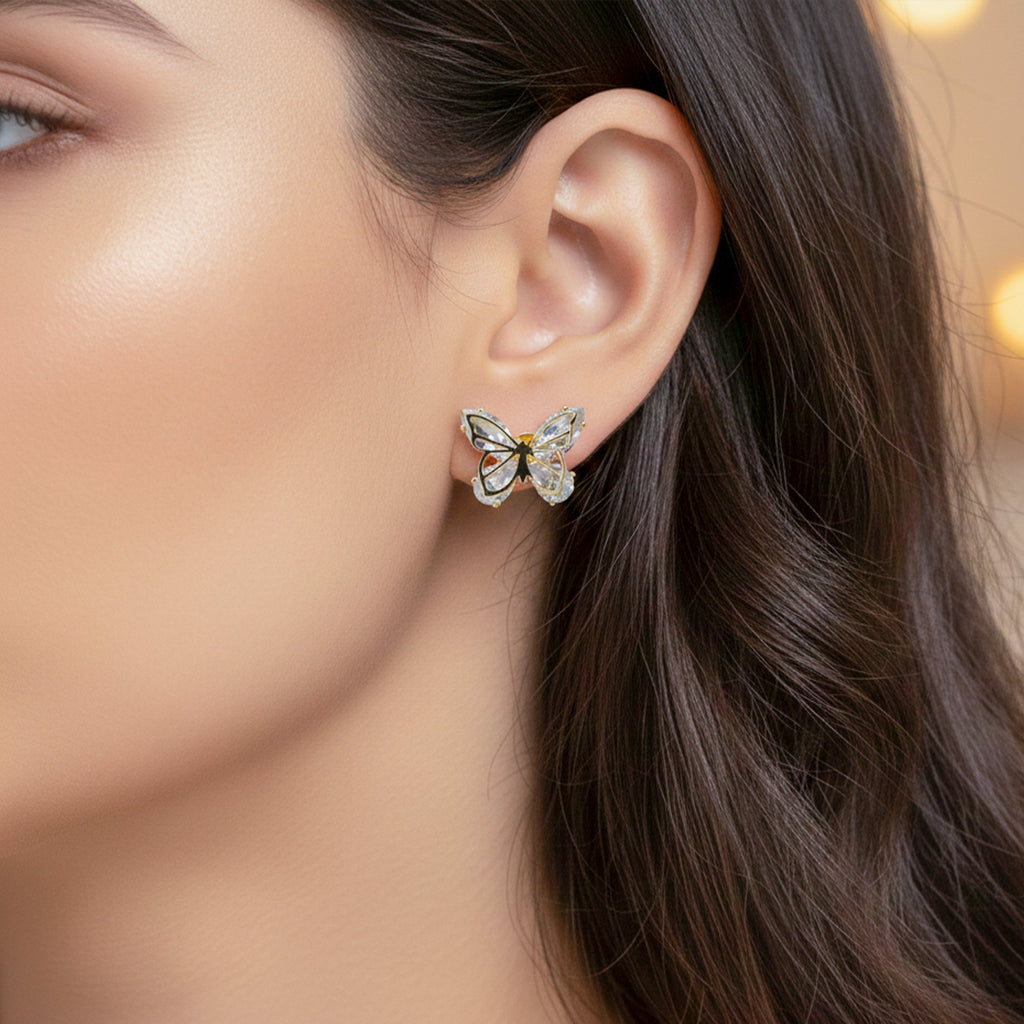 Elegant Butterfly Crystal Stud Earrings GWE -130