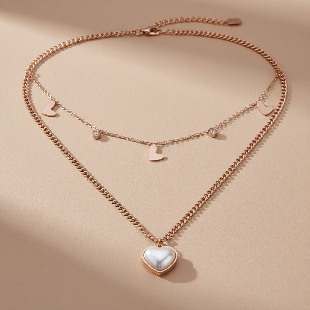 Pearl Heart 2 Layer Women Neckless Chain GWN -17