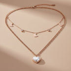 Pearl Heart 2 Layer Women Neckless Chain GWN -17