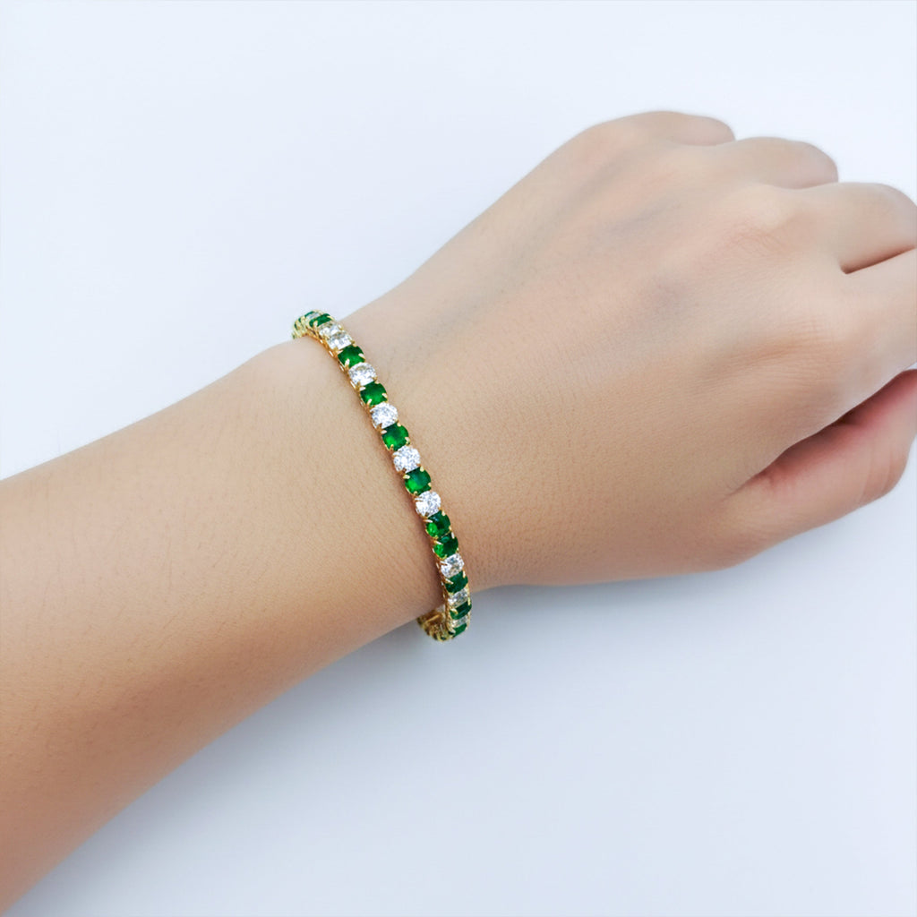 Emerald & Diamond Tennis Bracelet GWB -62