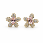 Floral Pink Crystal Stud Earrings GWE -140