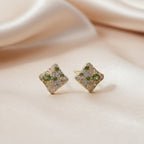 Multicolor Crystal Square Stud Earrings GWE -139