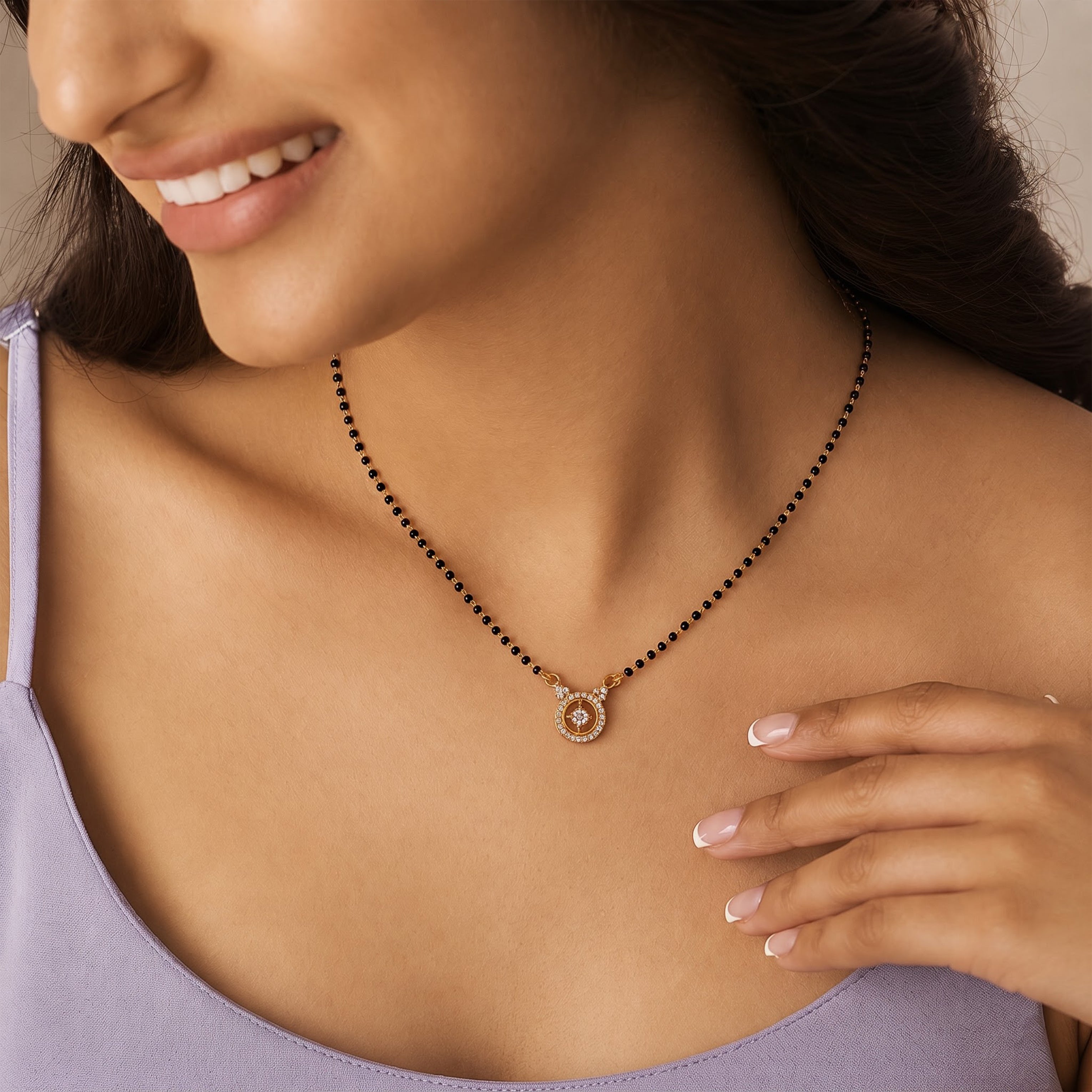 Rose Gold Circular Stone Mangalsutra GM -56