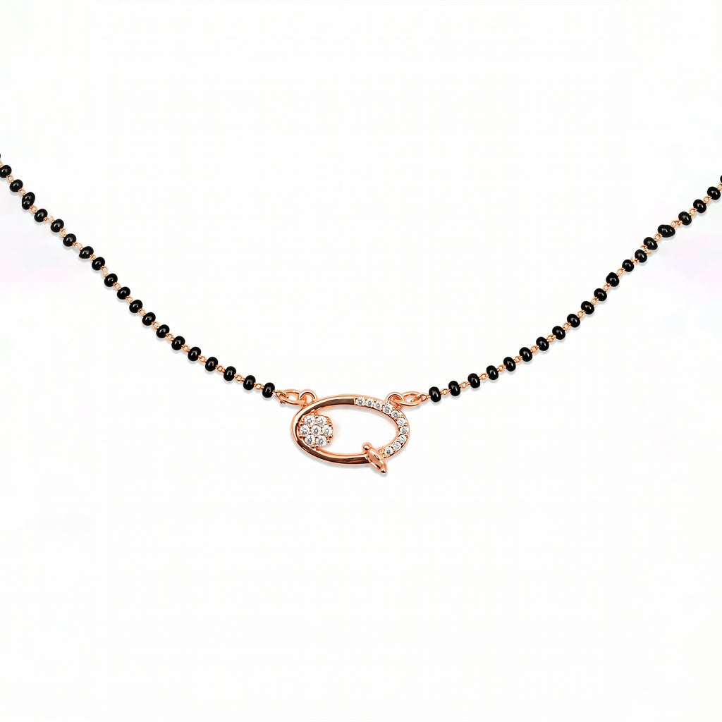 Rose Gold Oval Pendant Mangalsutra GM -59