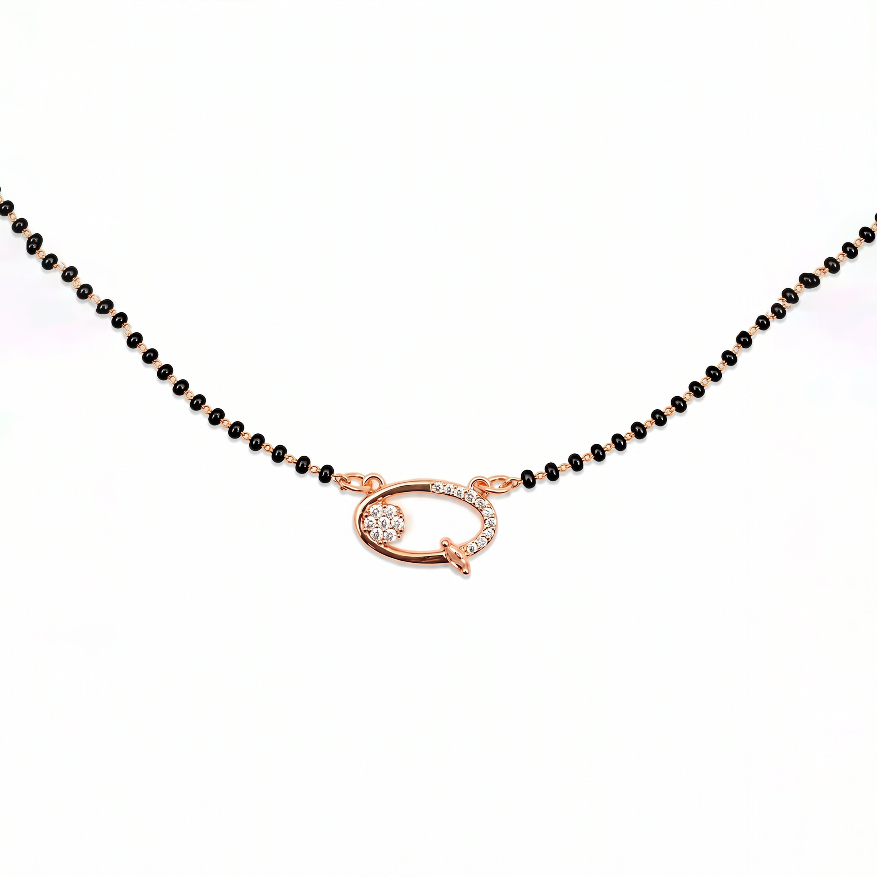 Rose Gold Oval Pendant Mangalsutra GM -59