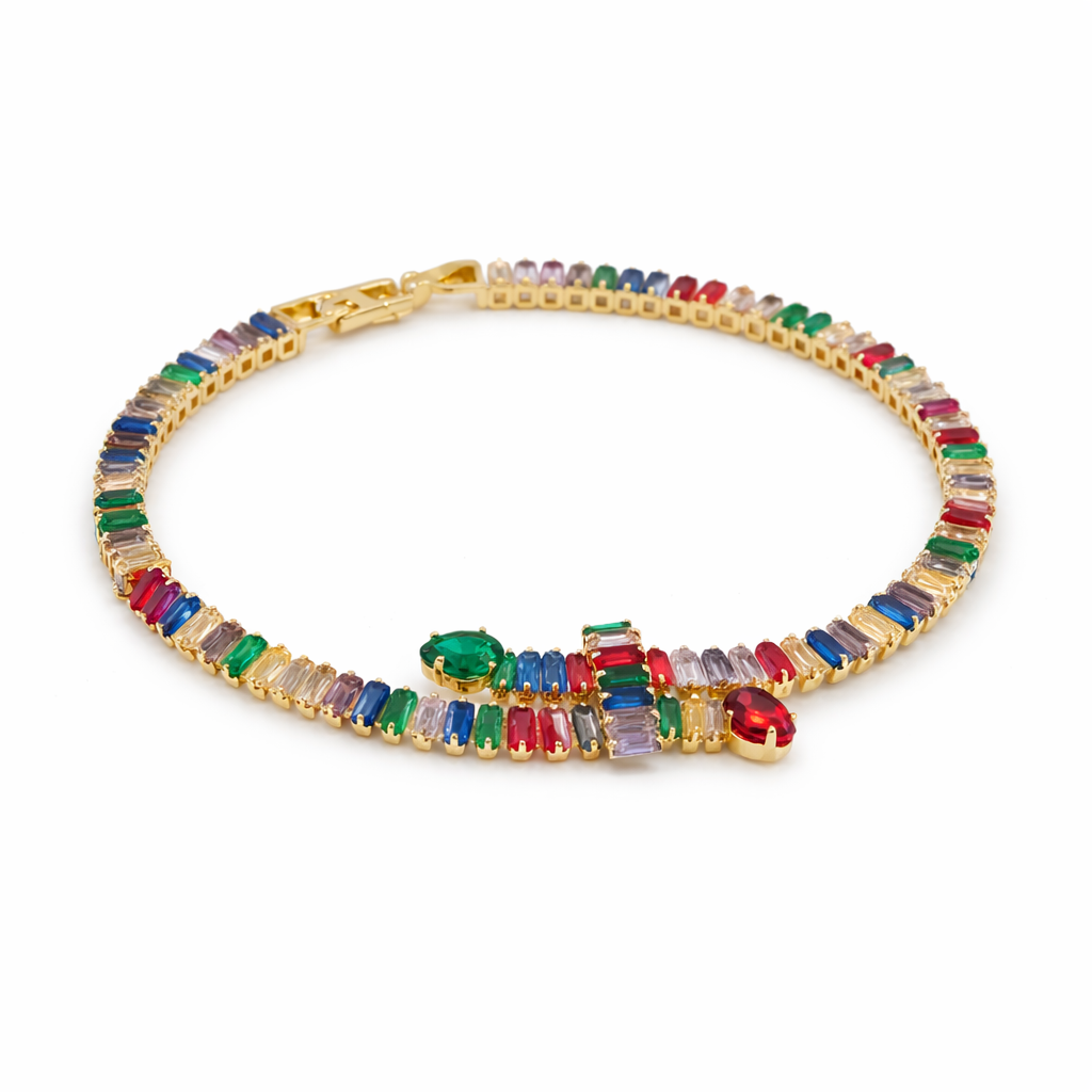 Rainbow Baguette Charm Bracelet GWB -128