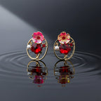 Red Floral Crystal Earrings GWE -227