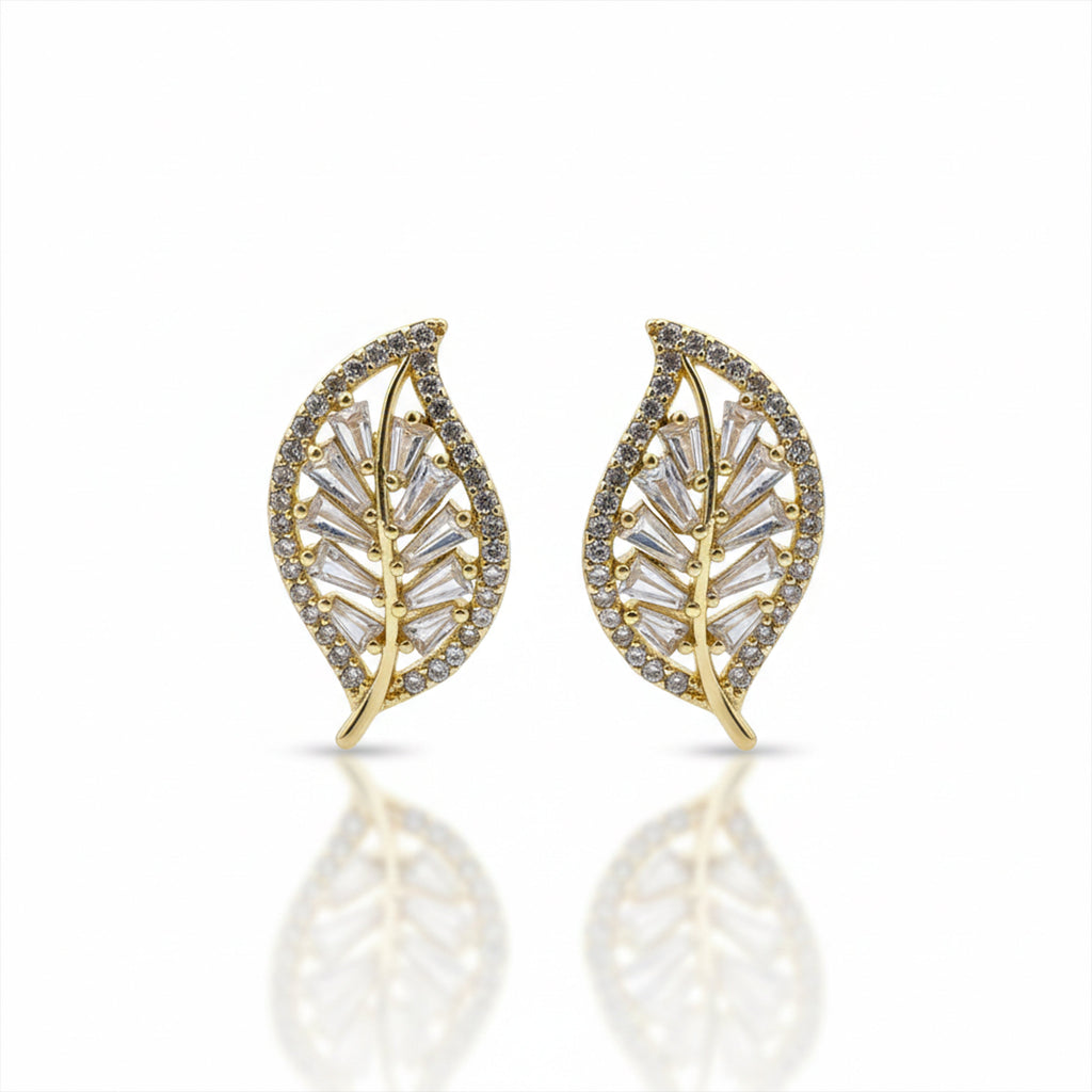 Crystal Leaf Stud Earrings GWE -138