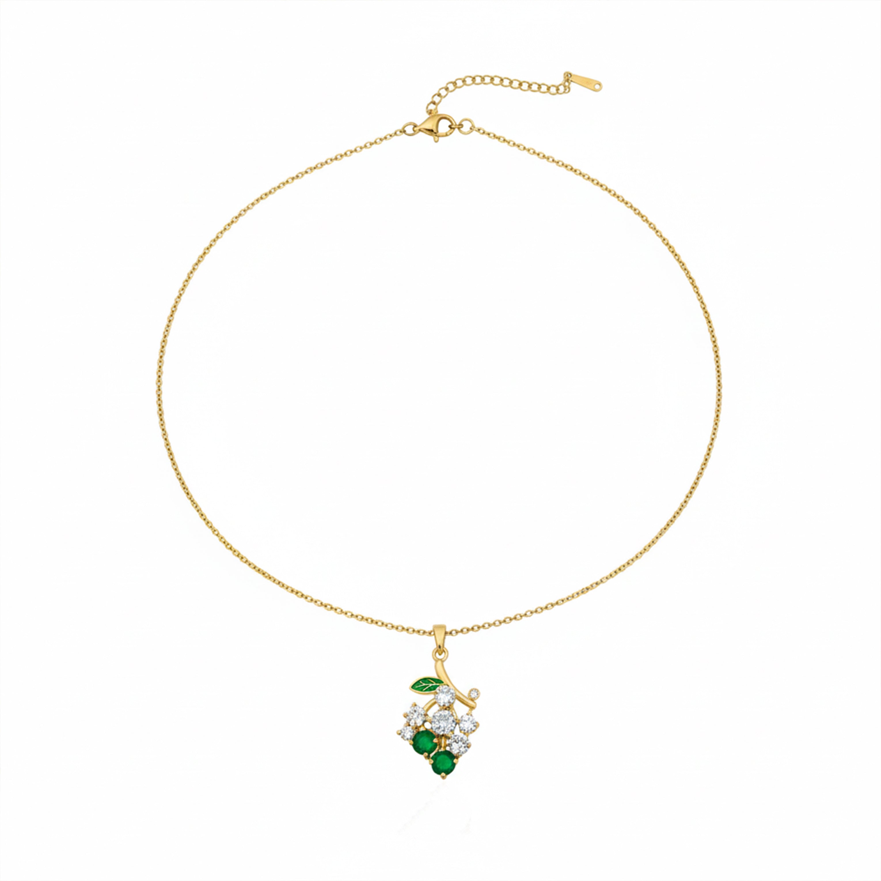 Emerald Grape Charm Pendant Necklace GWN -111