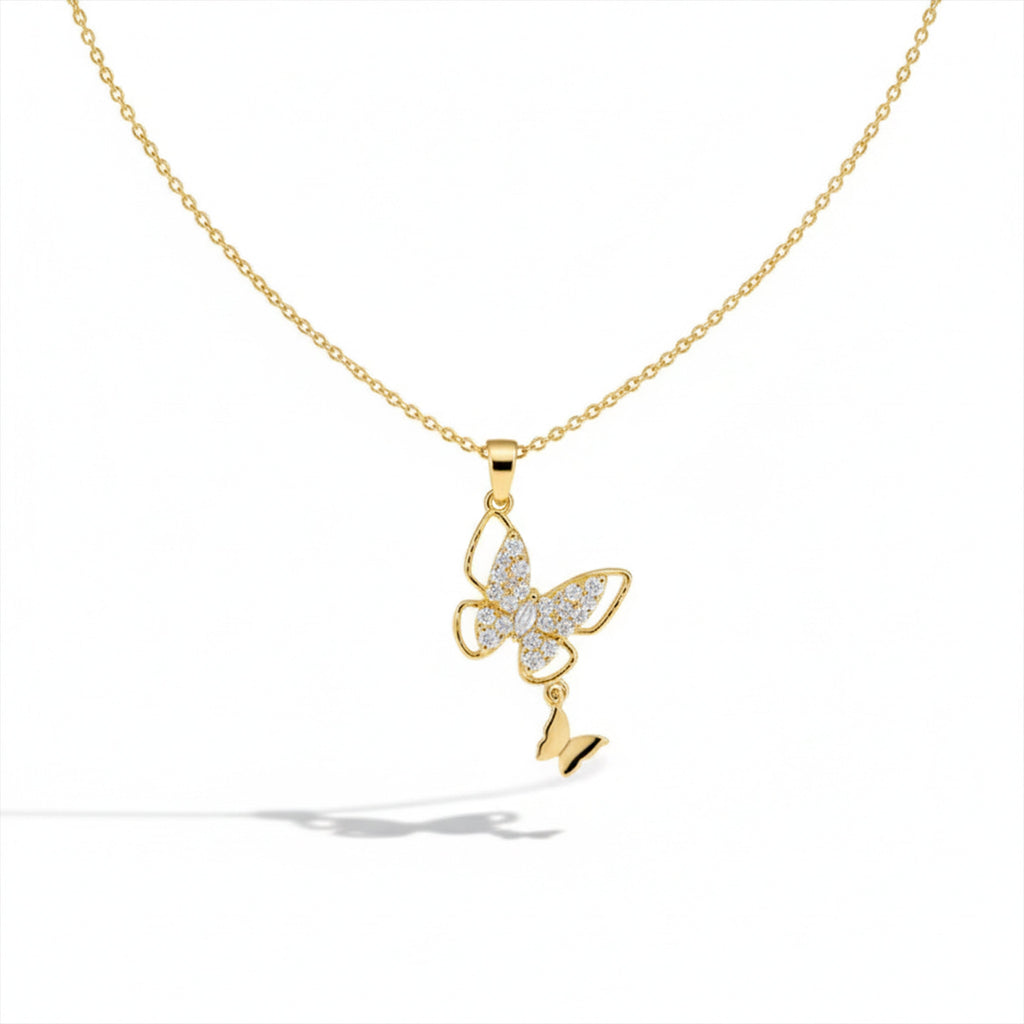 Sparkling Crystal Butterfly Charm Women Necklace GWN -142