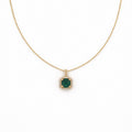 Green Square Halo Pendant Necklace GWN -157
