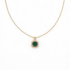 Green Square Halo Pendant Necklace GWN -157