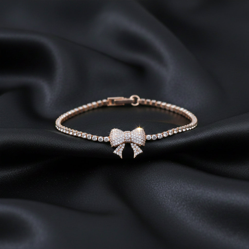 Rose Gold Bowknot Tennis Bracelet GWB -91