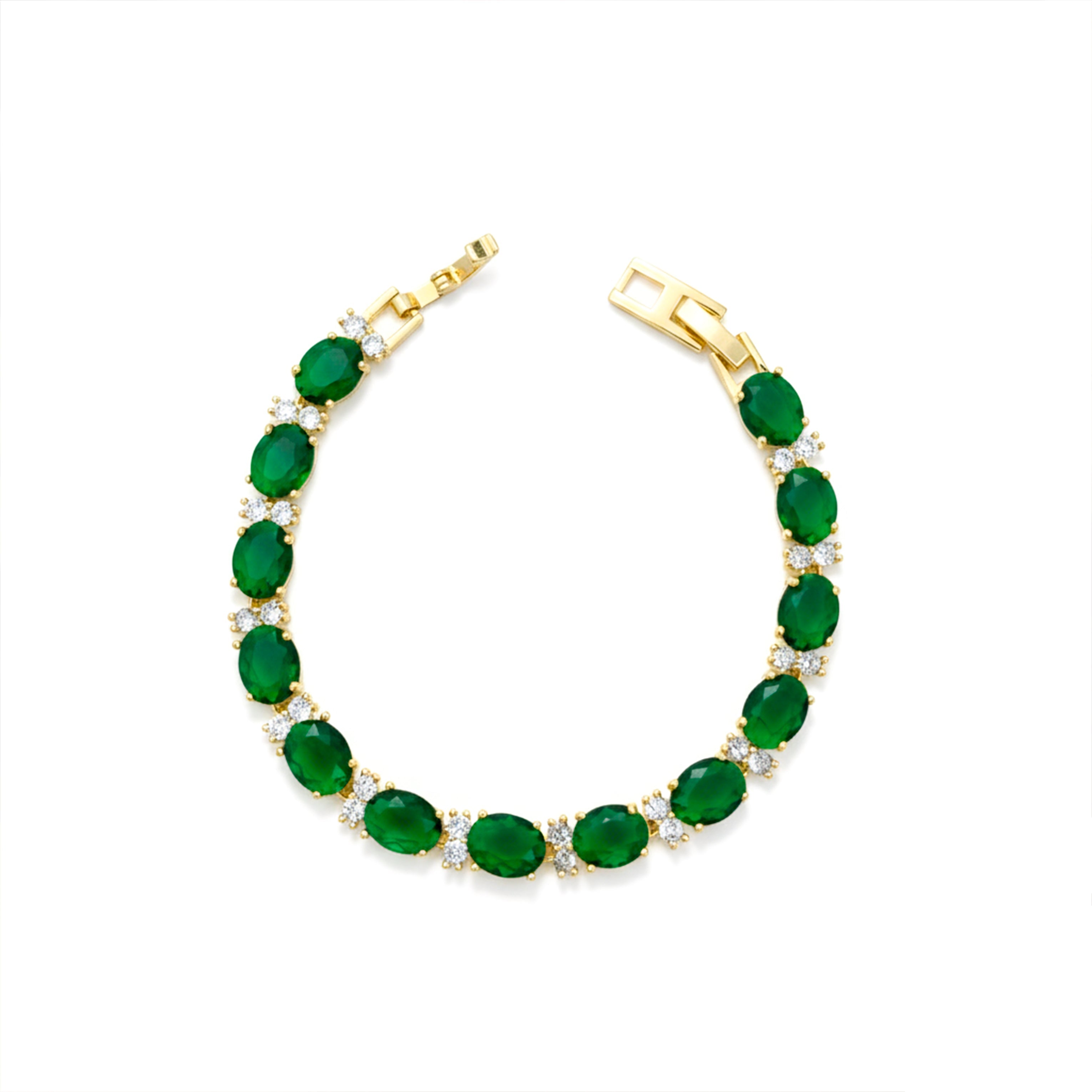 Emerald Green Oval Tennis Bracelet GWB -138