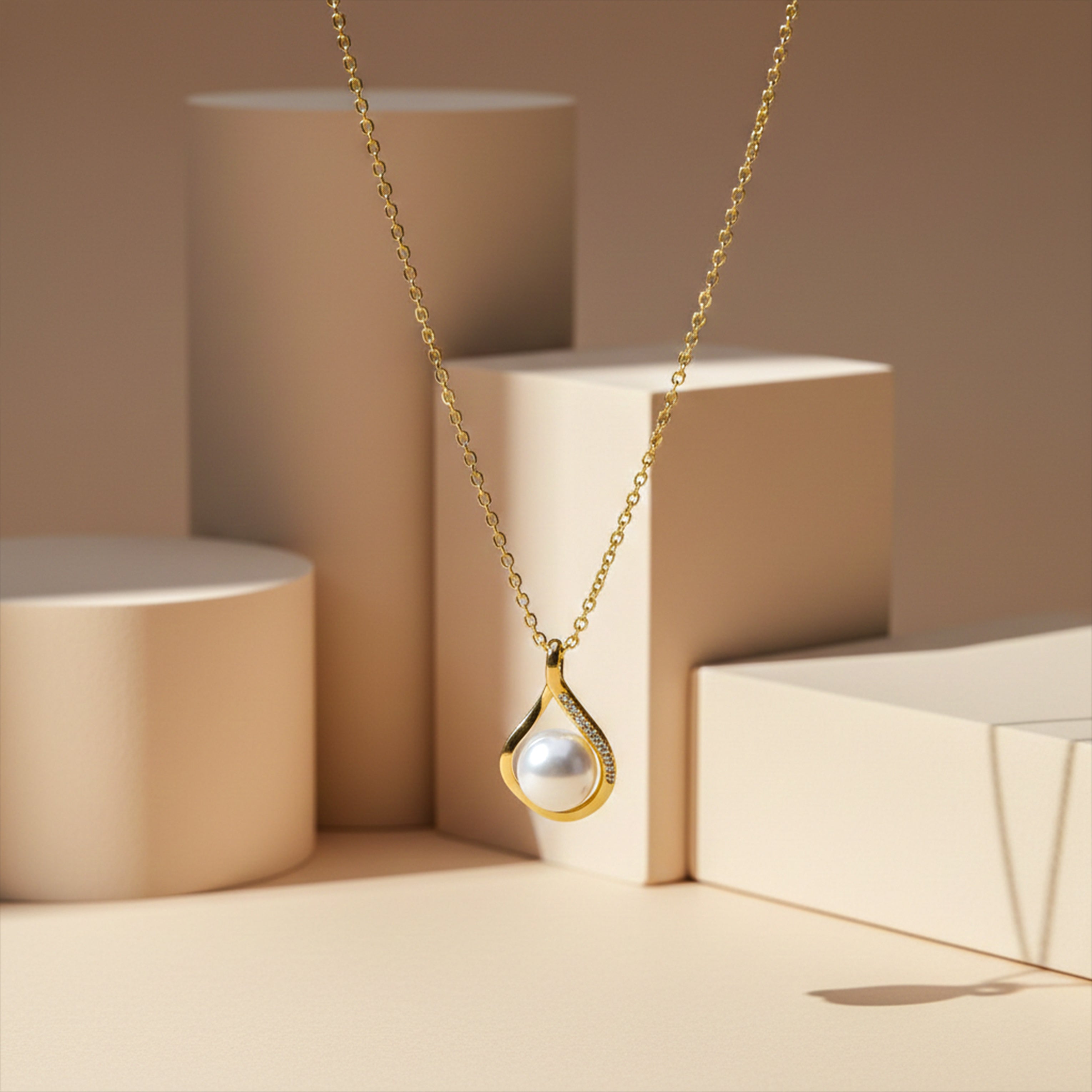 Golden Pearl Drop Necklace GWN -33
