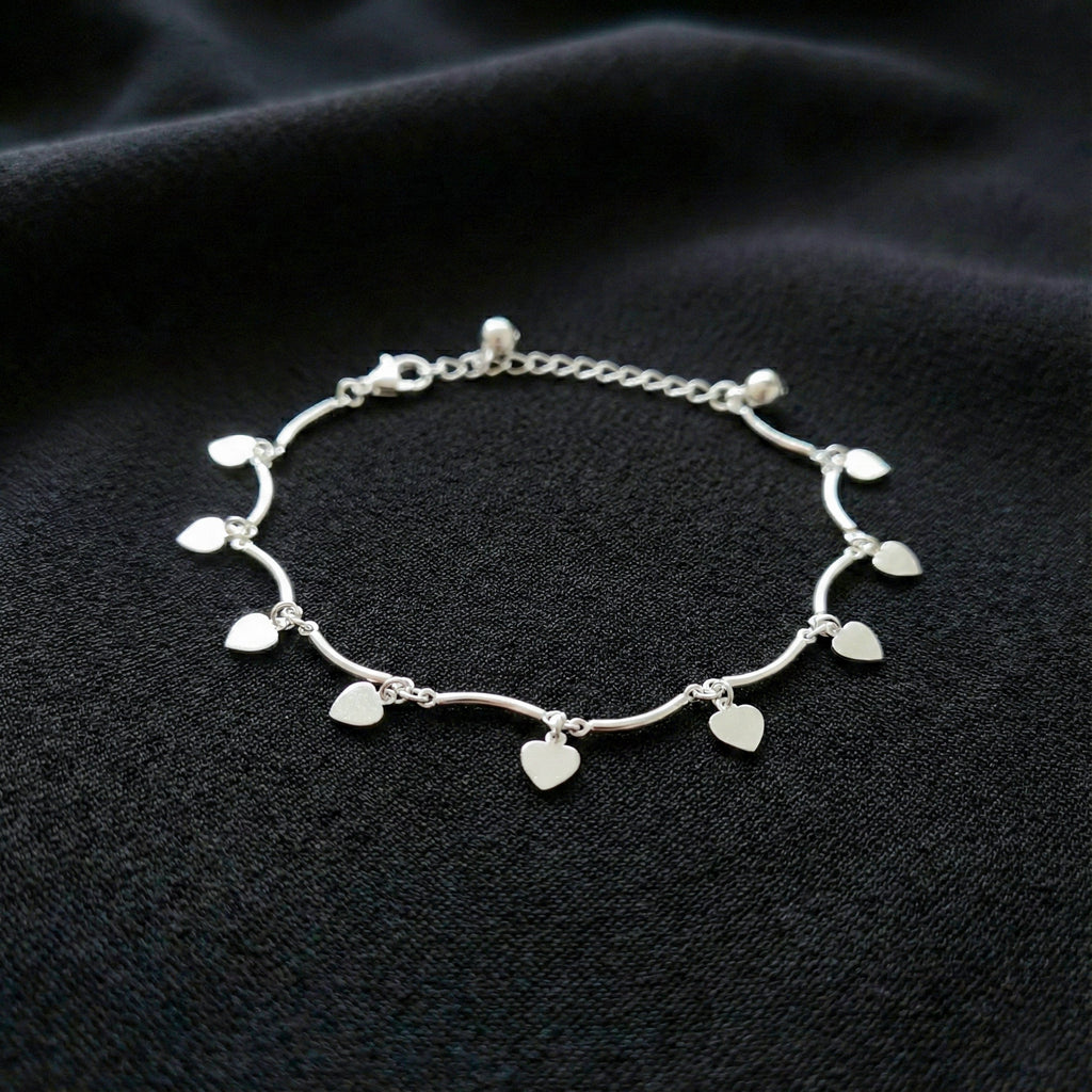 Silver Heart Charm Anklet GWA -30