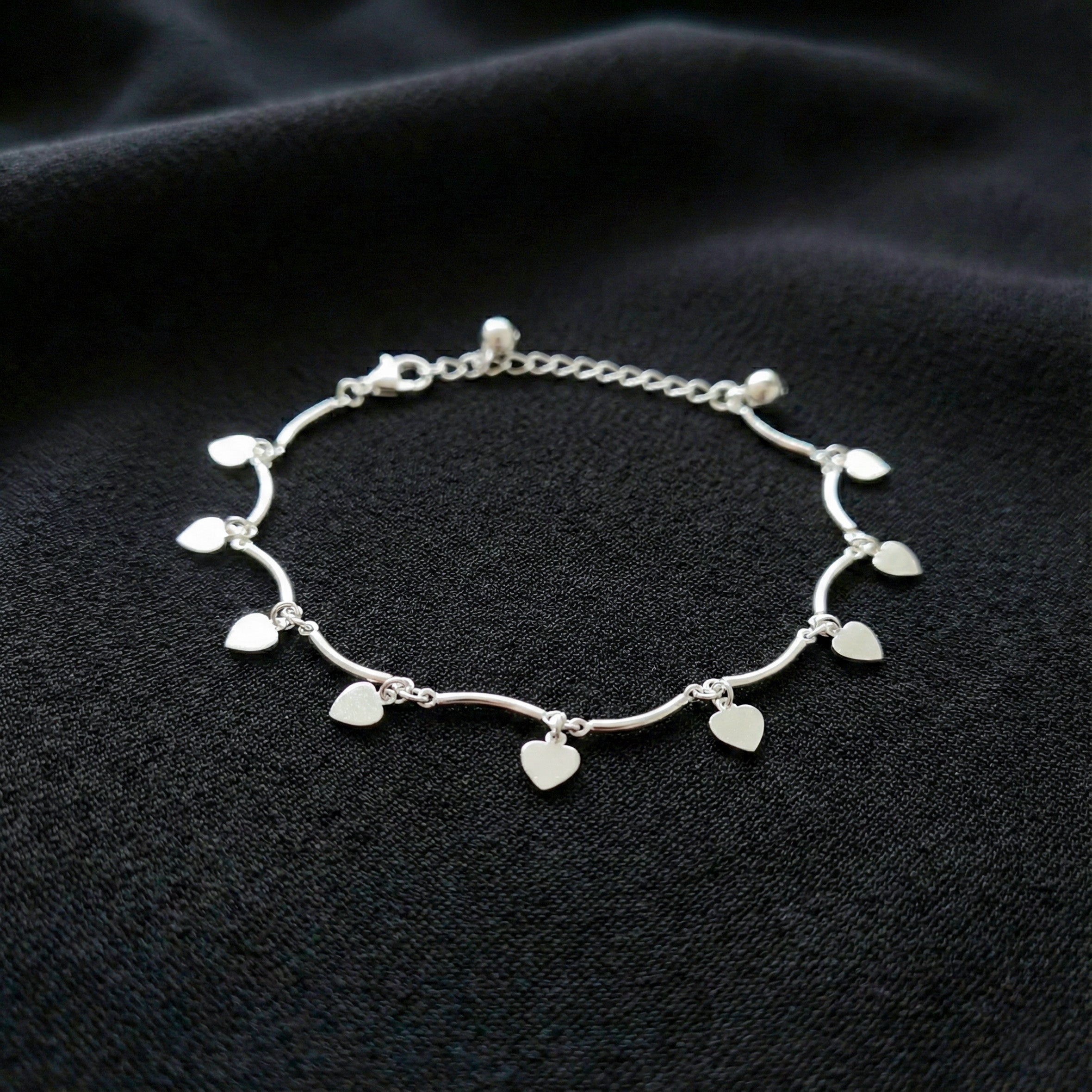 Silver Heart Charm Anklet GWA -30