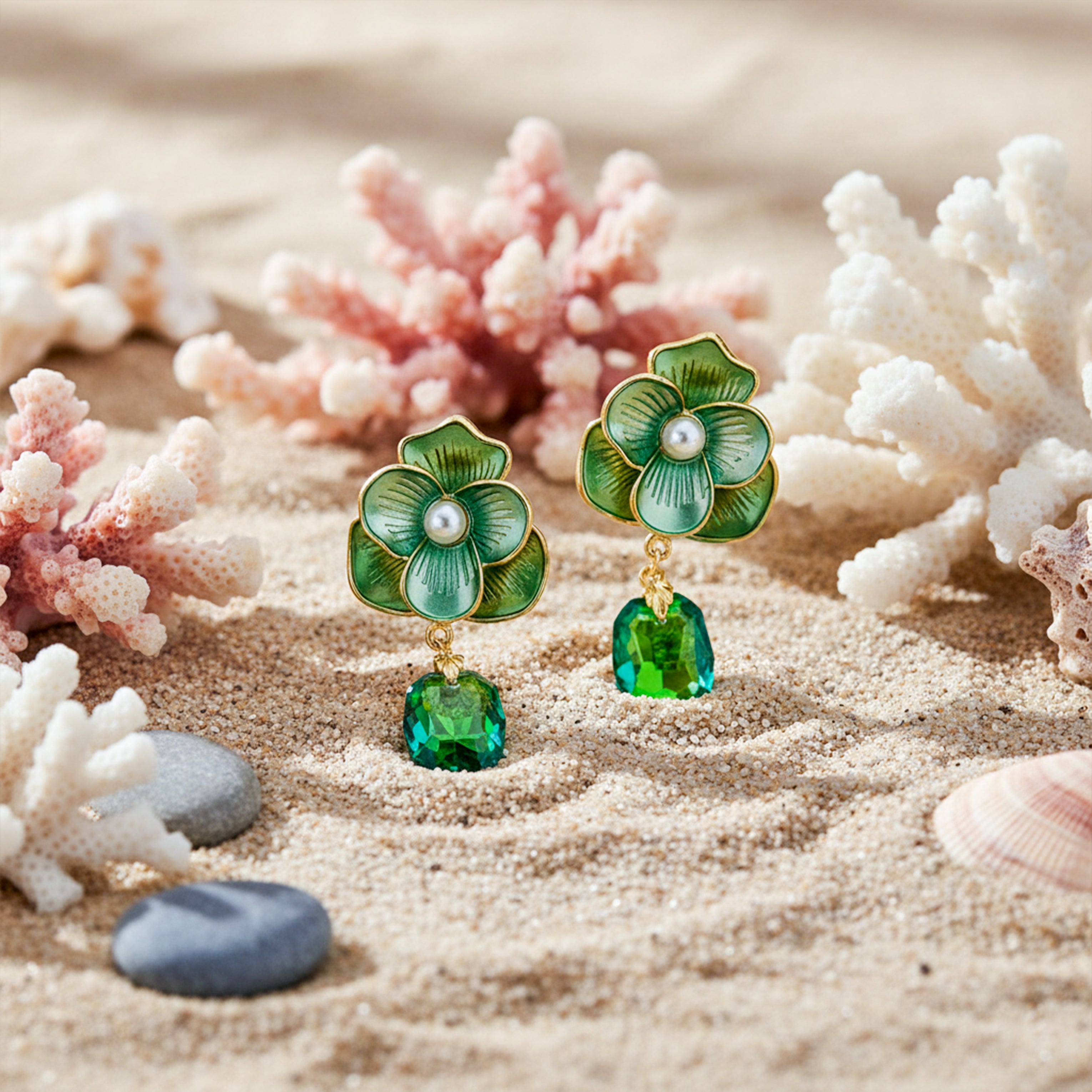Green Floral Earrings GWE -231  No reviews