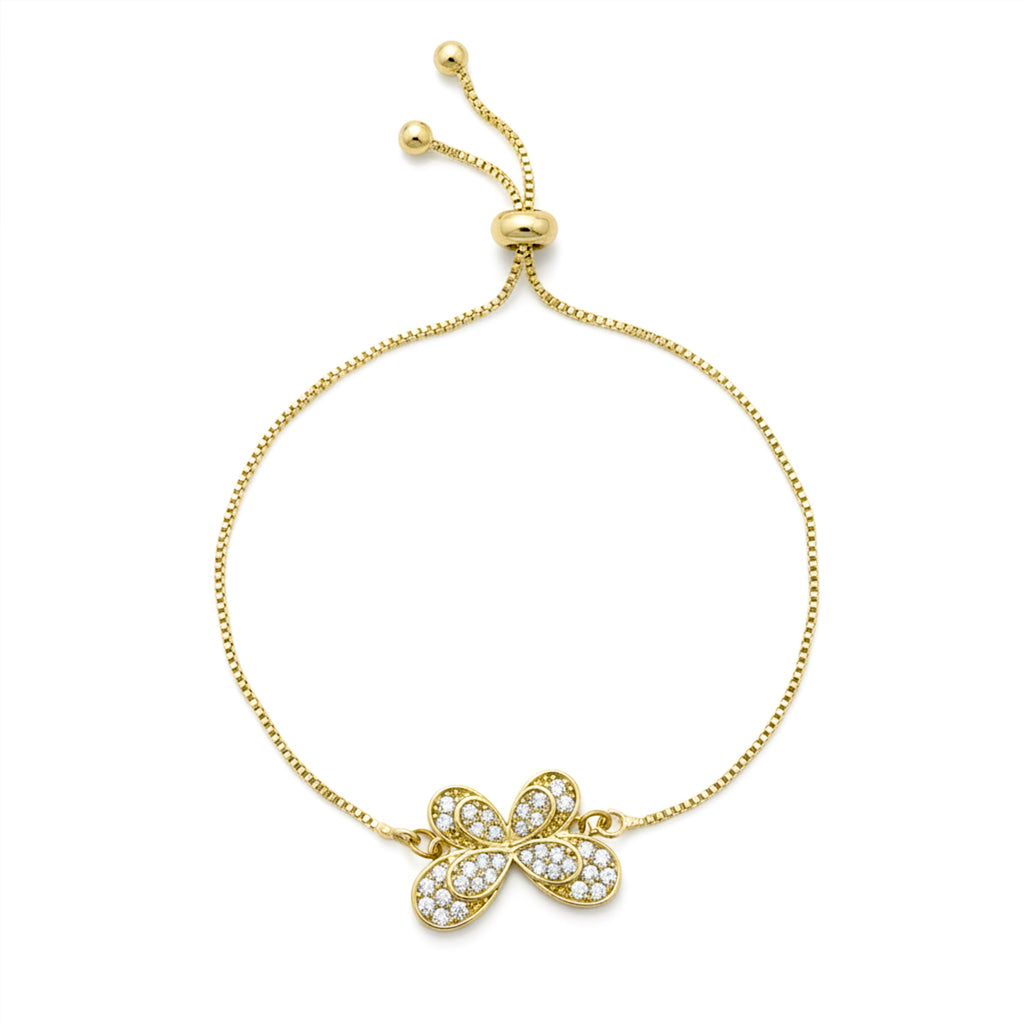 Gold CZ Butterfly Adjustable Bracelet GWB -162