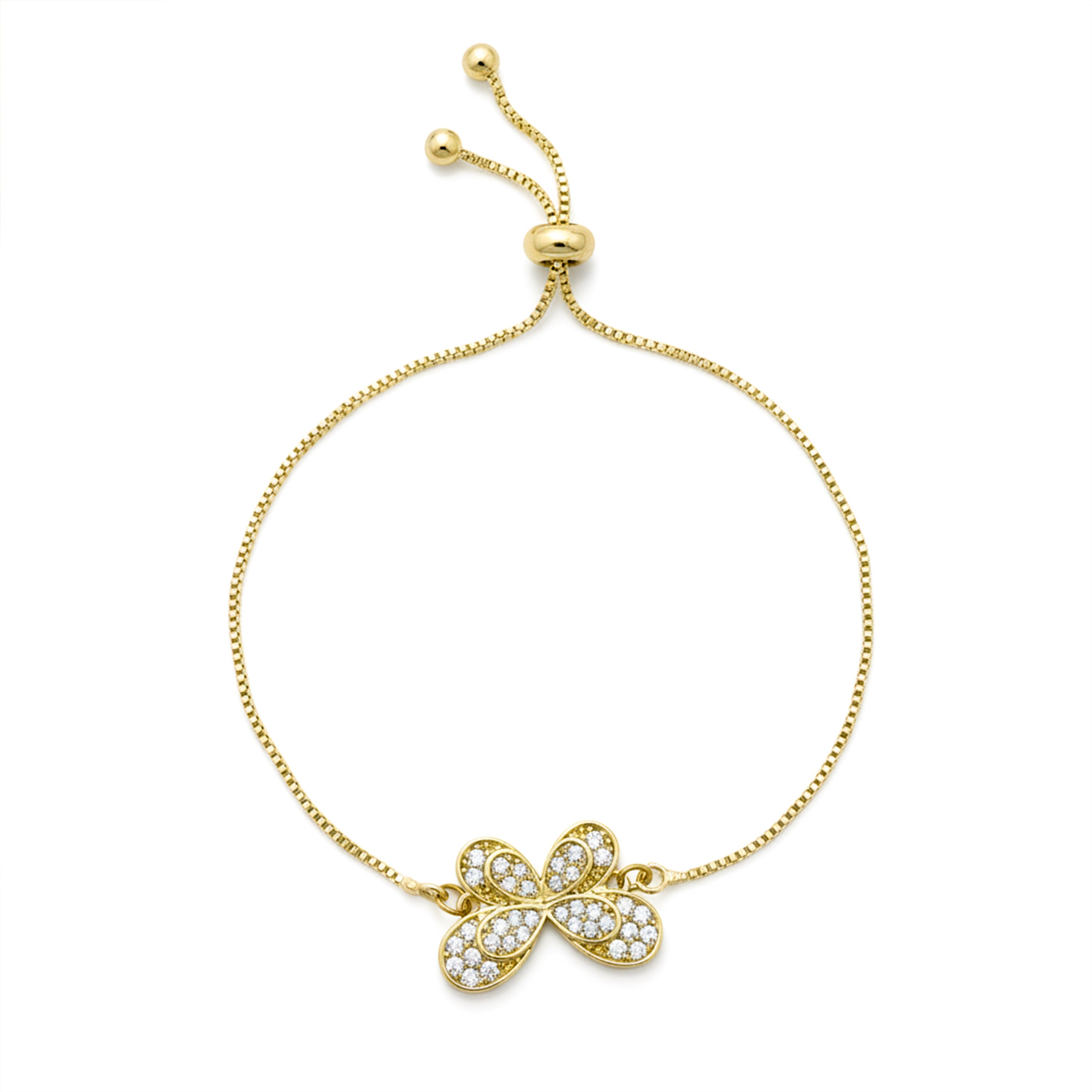 Gold CZ Butterfly Adjustable Bracelet GWB -162