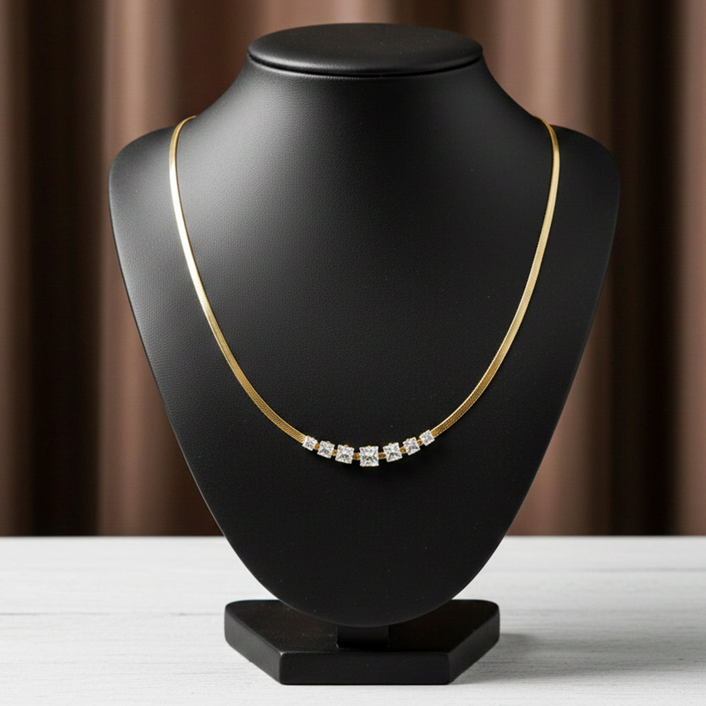 Crystal Bar Herringbone women Neckless GWN -128