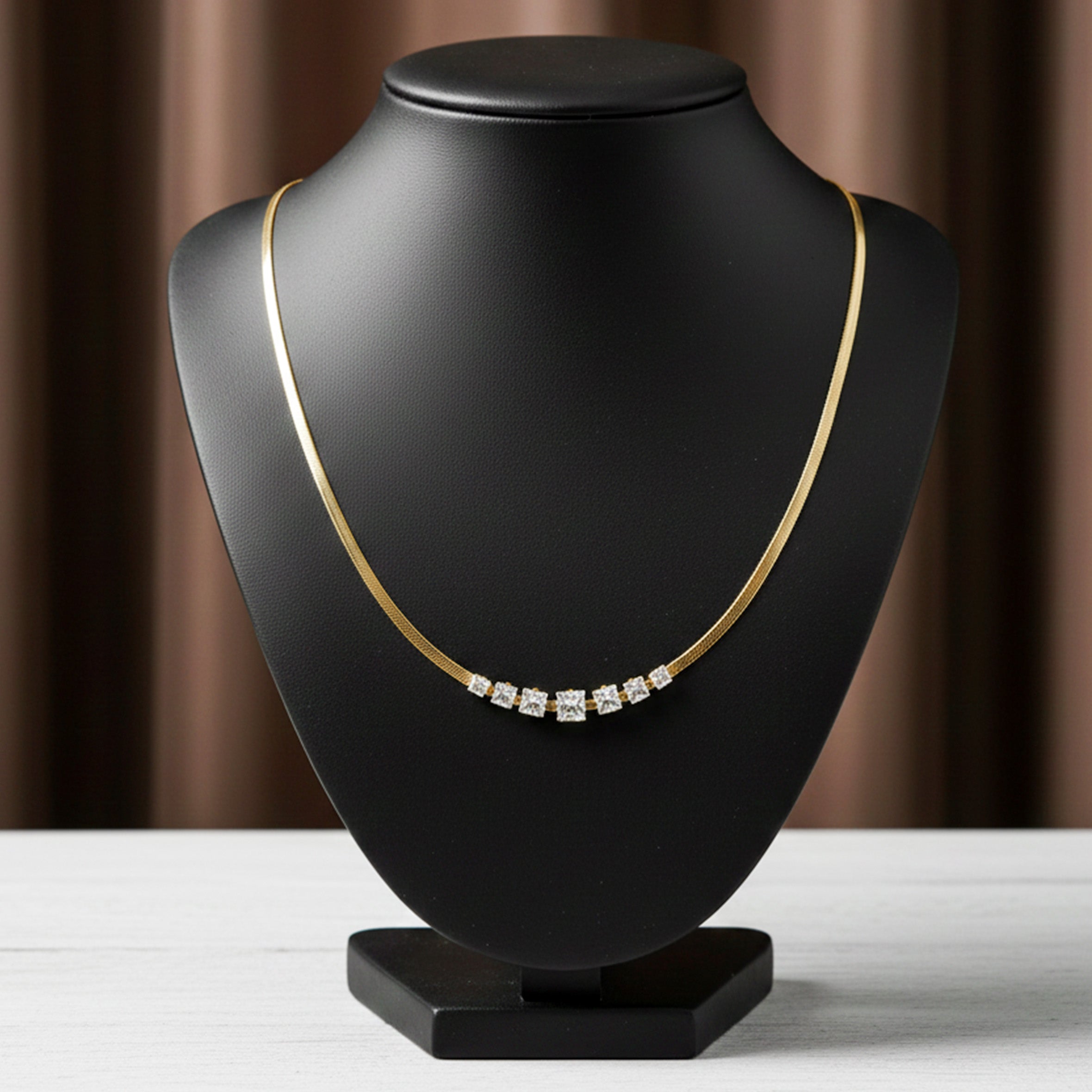 Crystal Bar Herringbone women Neckless GWN -128