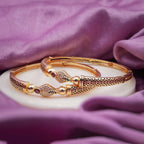 Ruby Leaf Design Gold Bangles GB -16
