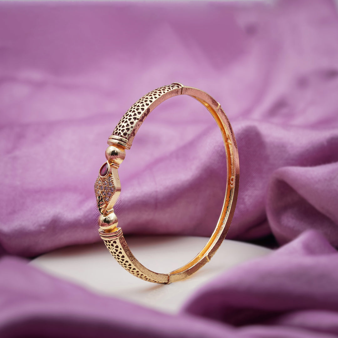 Ruby Leaf Design Gold Bangles GB -16