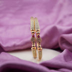 Ruby Leaf Design Gold Bangles GB -16