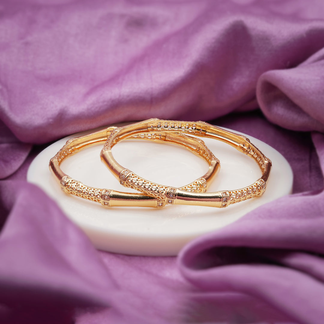 Gold Floral Filigree Bangles GB -12