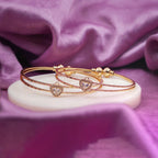 Crystal Heart Gold Tone Bangles GFB -8