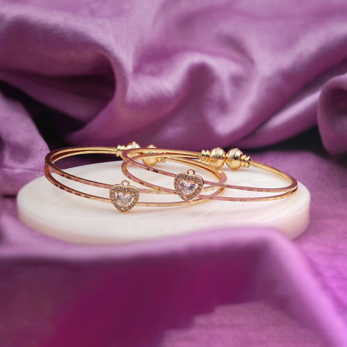 Crystal Heart Gold Tone Bangles GFB -8