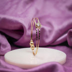 Crystal Heart Gold Tone Bangles GFB -8