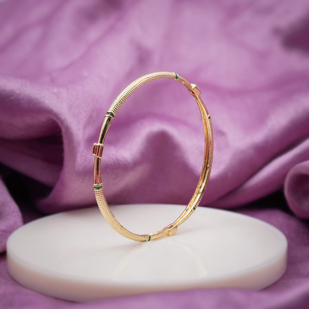 Ruby Green Accent Gold Bangles GB -14
