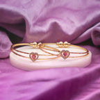 Pink Heart Crystal Gold Bangles GFB -9