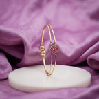 Pink Heart Crystal Gold Bangles GFB -9
