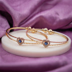 Blue Heart Stone Gold Kada Bangles GFB -7