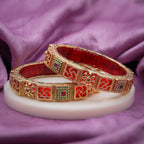 Royal Red Green Meenakari Bangles GB -10