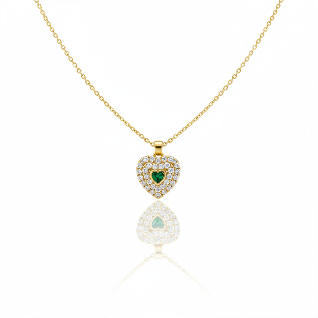 Royal Emerald Heart Pavé Women Neckless GWN -121