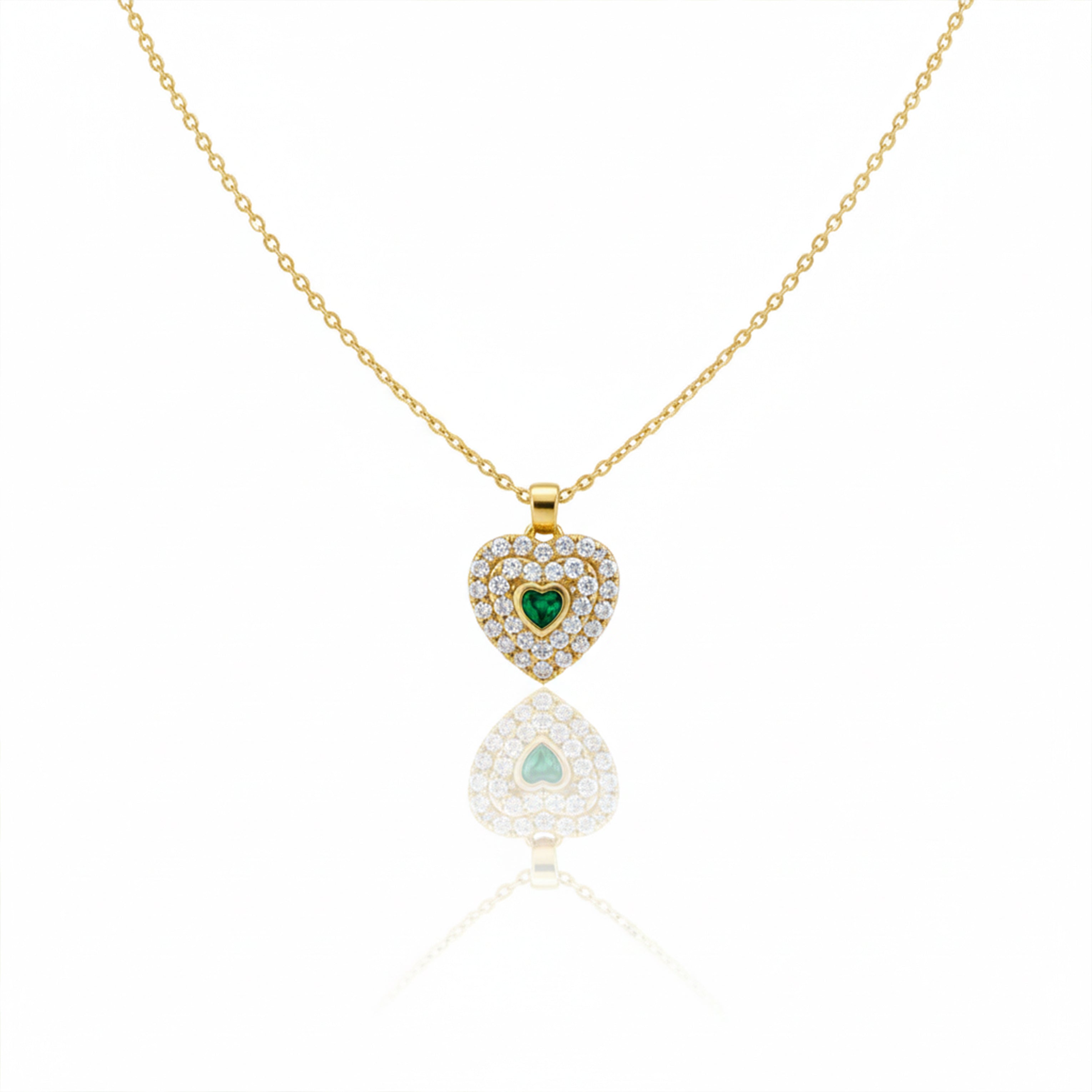 Royal Emerald Heart Pavé Women Neckless GWN -121