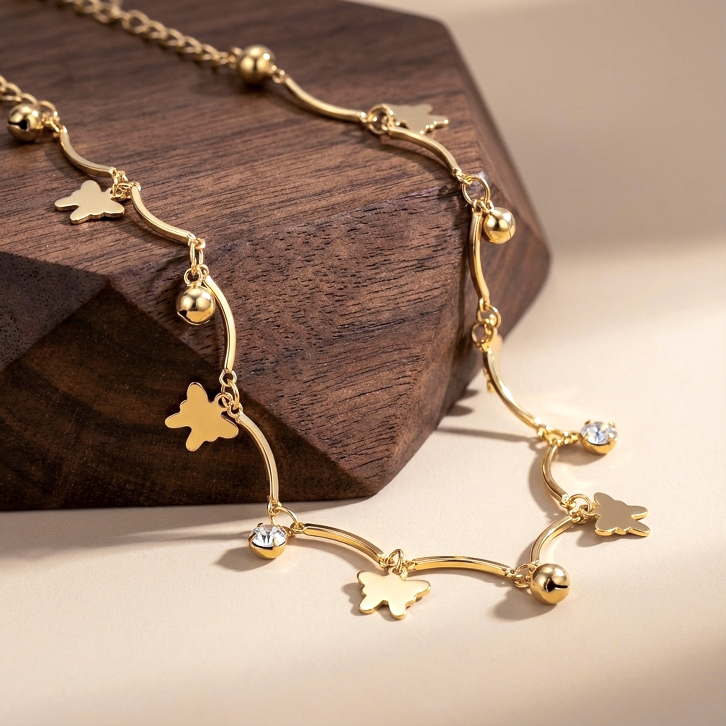 Gold Butterfly Charm Anklet GWA -44