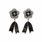 Onyx Silver Bloom Drop Earrings GWE -64