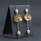 Drop Earrings with Crystal & Pearl Accent GWE -166
