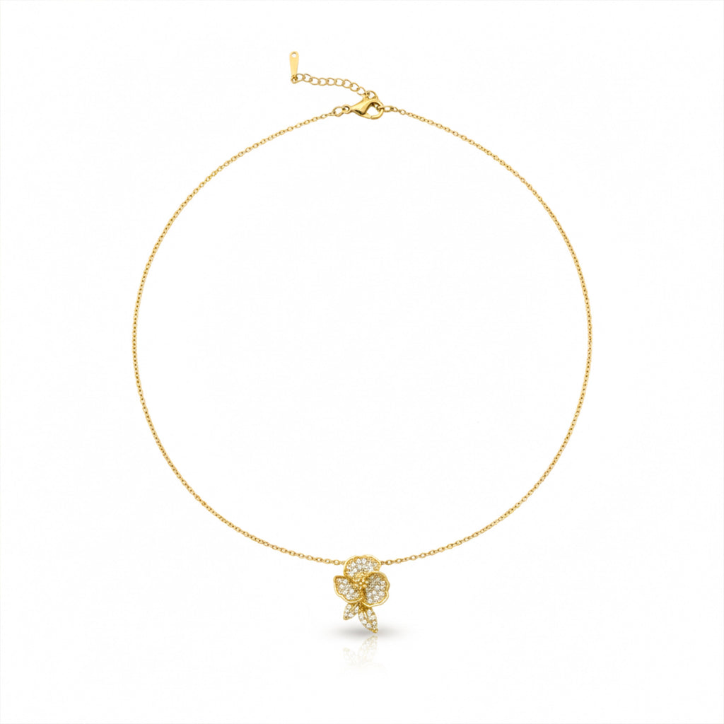 Crystal Flower Pendant Necklace GWN -153