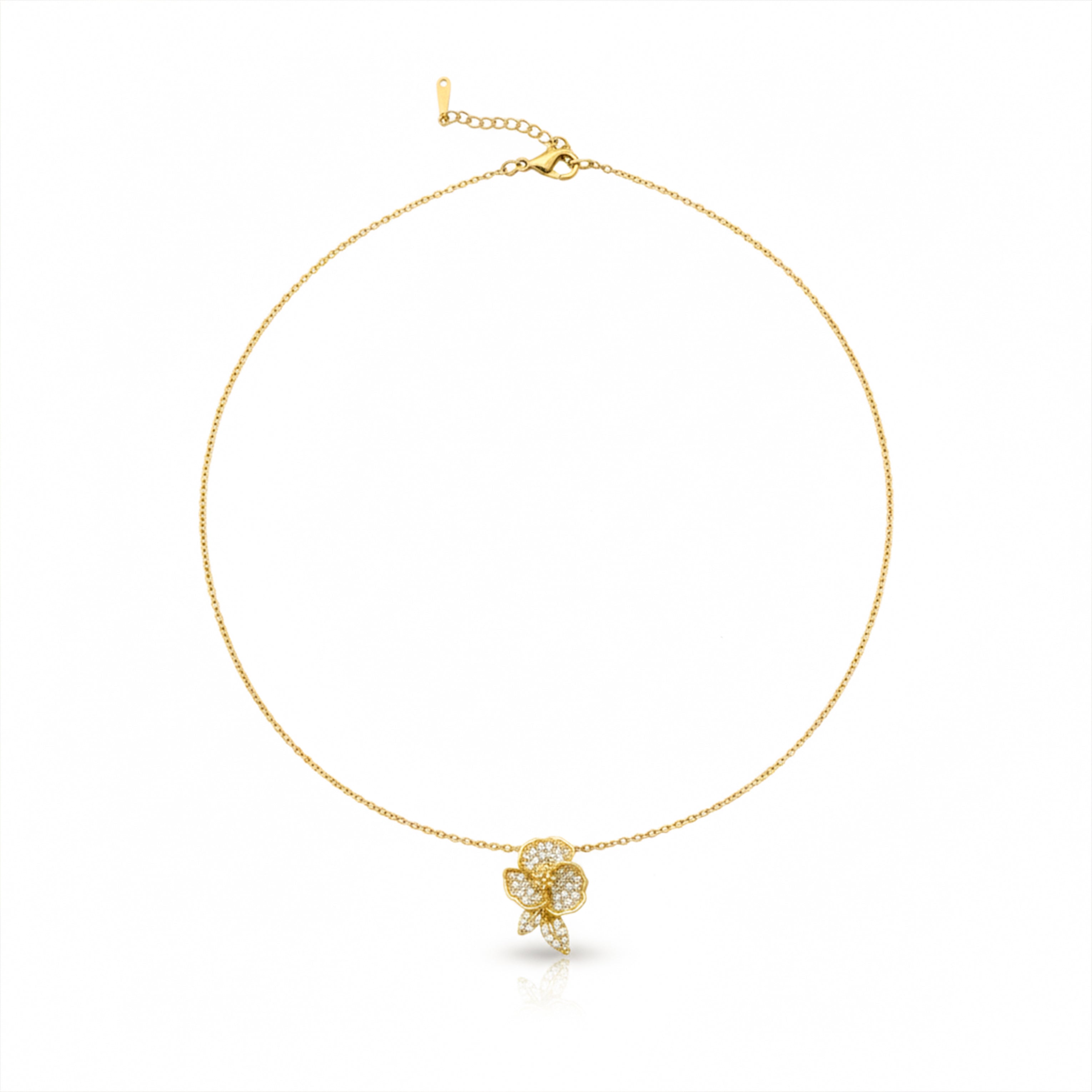 Crystal Flower Pendant Necklace GWN -153